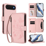 Portafoglio multi-carta con cerniera e motivo farfalla, amore e fiore, custodia per telefono in pelle, For iPhone 17, For iPhone Air, For iPhone 16 Pro Max