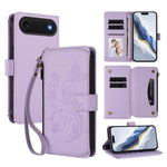 Portafoglio multi-carta con cerniera e motivo farfalla, amore e fiore, custodia per telefono in pelle, For iPhone 17, For iPhone Air, For iPhone 16 Pro Max
