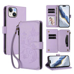 Portafoglio multi-carta con cerniera e motivo farfalla, amore e fiore, custodia per telefono in pelle, For iPhone 15 Pro Max, For iPhone 15 Pro, For iPhone 15 Plus