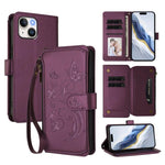 Portafoglio multi-carta con cerniera e motivo farfalla, amore e fiore, custodia per telefono in pelle, For iPhone 15, For iPhone 14 Plus, For iPhone 14 / 13