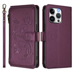 Portafoglio multi-carta con cerniera e motivo farfalla, amore e fiore, custodia per telefono in pelle, For iPhone 14 Pro, For iPhone 14 Pro Max, For iPhone 7 / 8 / SE 2022