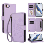Portafoglio multi-carta con cerniera e motivo farfalla, amore e fiore, custodia per telefono in pelle, For iPhone 14 Pro, For iPhone 14 Pro Max, For iPhone 7 / 8 / SE 2022