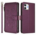 Portafoglio multi-carta con cerniera e motivo farfalla, amore e fiore, custodia per telefono in pelle, For iPhone 12 / 12 Pro, For iPhone 12 Pro Max, For iPhone 12 mini