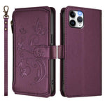 Portafoglio multi-carta con cerniera e motivo farfalla, amore e fiore, custodia per telefono in pelle, For iPhone 11 Pro Max, For iPhone 11, For iPhone 11 Pro