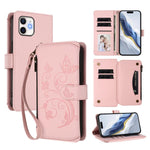 Portafoglio multi-carta con cerniera e motivo farfalla, amore e fiore, custodia per telefono in pelle, For iPhone 11 Pro Max, For iPhone 11, For iPhone 11 Pro