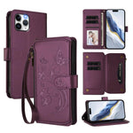 Portafoglio multi-carta con cerniera e motivo farfalla, amore e fiore, custodia per telefono in pelle, For iPhone 11 Pro Max, For iPhone 11, For iPhone 11 Pro