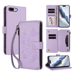 Portafoglio multi-carta con cerniera e motivo farfalla, amore e fiore, custodia per telefono in pelle, For iPhone 7 Plus / 8 Plus