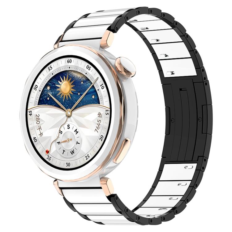 Cinturino per orologio in acciaio inossidabile con fibbia pieghevole a sgancio rapido in ceramica., 18mm