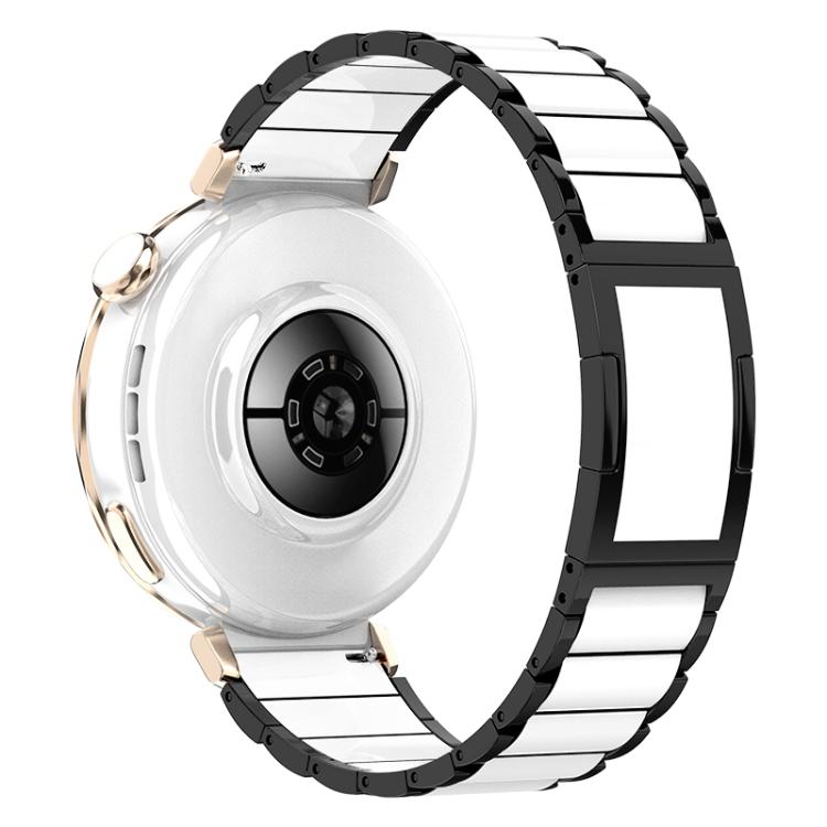 Cinturino per orologio in acciaio inossidabile con fibbia pieghevole a sgancio rapido in ceramica., 18mm