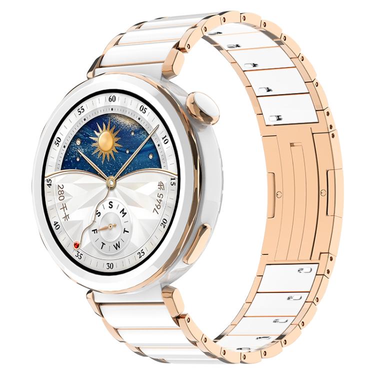 Cinturino per orologio in acciaio inossidabile con fibbia pieghevole a sgancio rapido in ceramica., 18mm