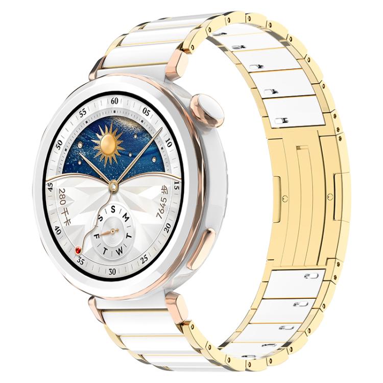 Cinturino per orologio in acciaio inossidabile con fibbia pieghevole a sgancio rapido in ceramica., 18mm