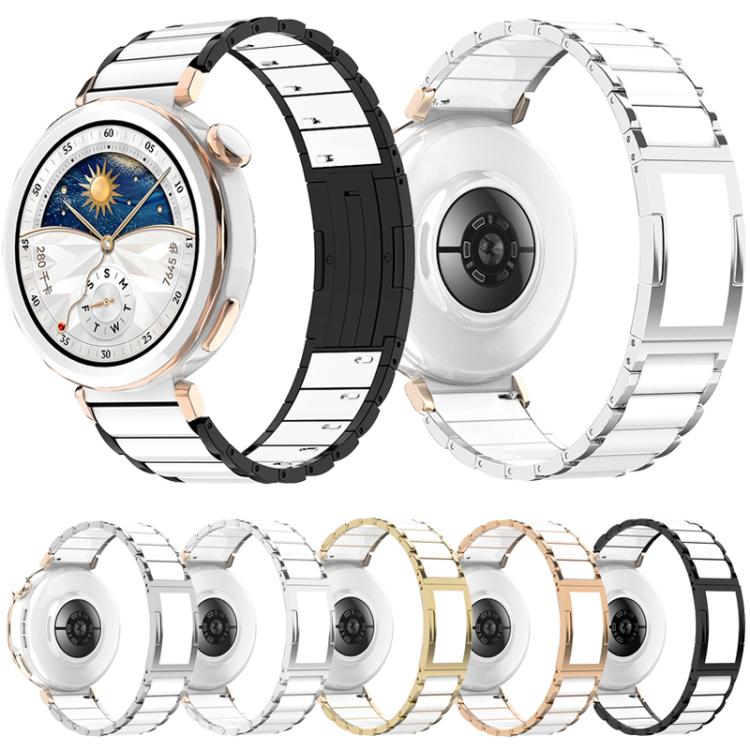 Cinturino per orologio in acciaio inossidabile con fibbia pieghevole a sgancio rapido in ceramica., 18mm
