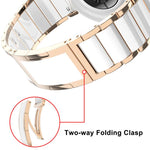 Cinturino per orologio in acciaio inossidabile con fibbia pieghevole a sgancio rapido in ceramica., 18mm