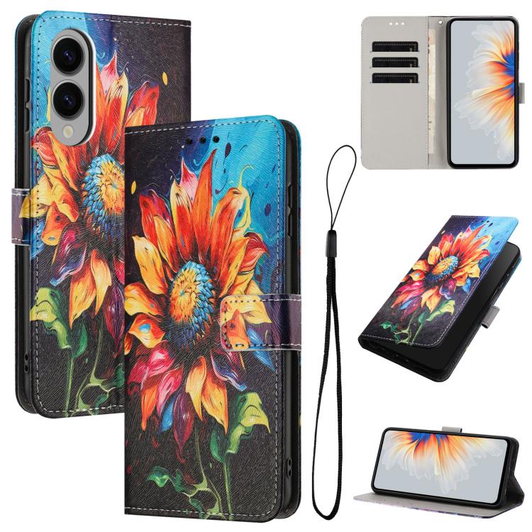Custodia per telefono in pelle con motivo a colori, For Samsung Galaxy S26 5G, For Samsung Galaxy S25 FE 5G, For Samsung Galaxy S25 Edge 5G