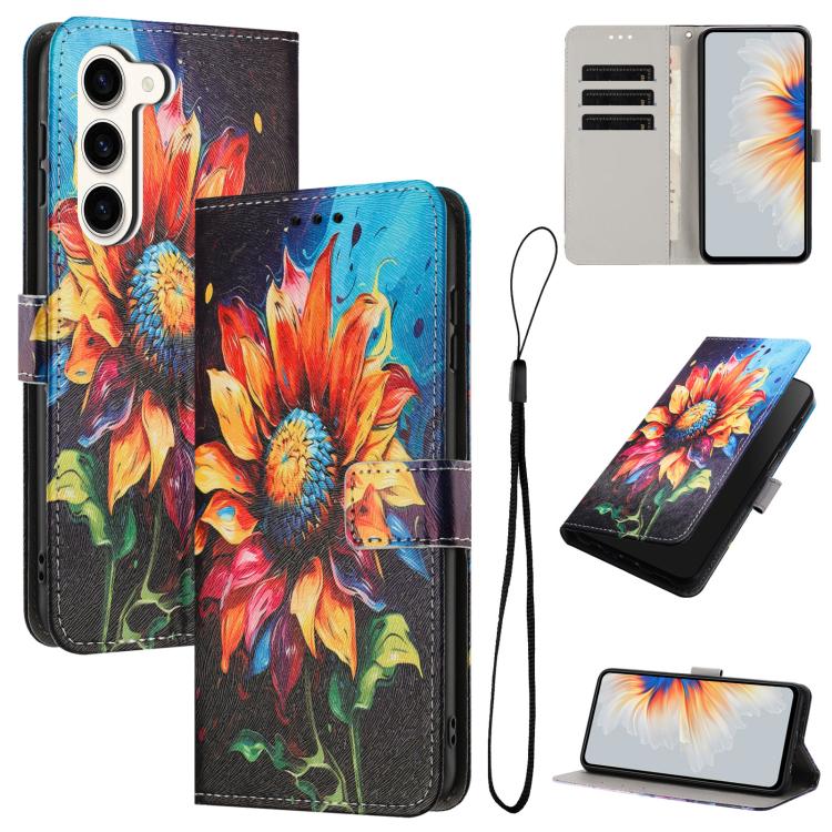 Custodia per telefono in pelle con motivo a colori, For Samsung Galaxy S23 Ultra 5G, For Samsung Galaxy S23+ 5G, For Samsung Galaxy S23 5G