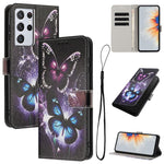 Custodia per telefono in pelle con motivo a colori, For Samsung Galaxy S21+ 5G, For Samsung Galaxy S21 Ultra 5G
