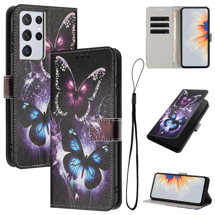 Custodia per telefono in pelle con motivo a colori, For Samsung Galaxy S21+ 5G, For Samsung Galaxy S21 Ultra 5G