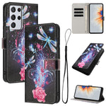 Custodia per telefono in pelle con motivo a colori, For Samsung Galaxy S21+ 5G, For Samsung Galaxy S21 Ultra 5G