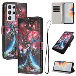 Custodia per telefono in pelle con motivo a colori, For Samsung Galaxy S21+ 5G, For Samsung Galaxy S21 Ultra 5G