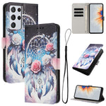 Custodia per telefono in pelle con motivo a colori, For Samsung Galaxy S21+ 5G, For Samsung Galaxy S21 Ultra 5G