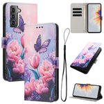 Custodia per telefono in pelle con motivo a colori, For Samsung Galaxy S21+ 5G, For Samsung Galaxy S21 Ultra 5G