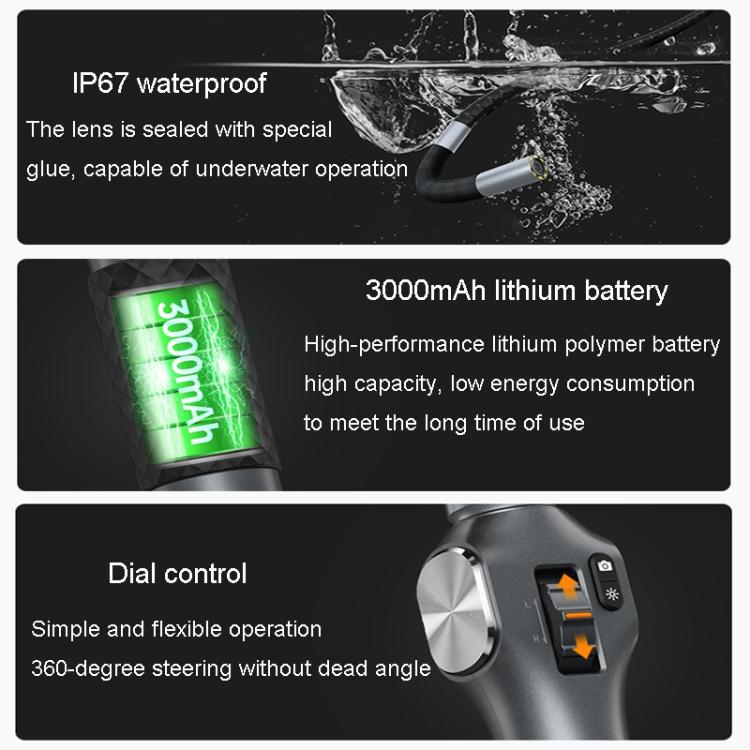 TESLONG TD500 Endoscopio con ampio schermo HD da 5 pollici, doppio sterzo, supporto Wi-Fi e cavo da 1,55 m., 6.5mm Single Lens, 6.5mm Dual Lens, 3.9mm Single Lens