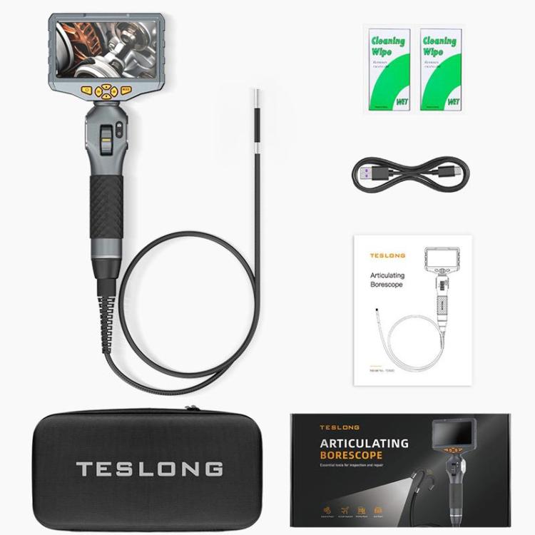 TESLONG TD500 Endoscopio con ampio schermo HD da 5 pollici, doppio sterzo, supporto Wi-Fi e cavo da 1,55 m., 6.5mm Single Lens, 6.5mm Dual Lens, 3.9mm Single Lens