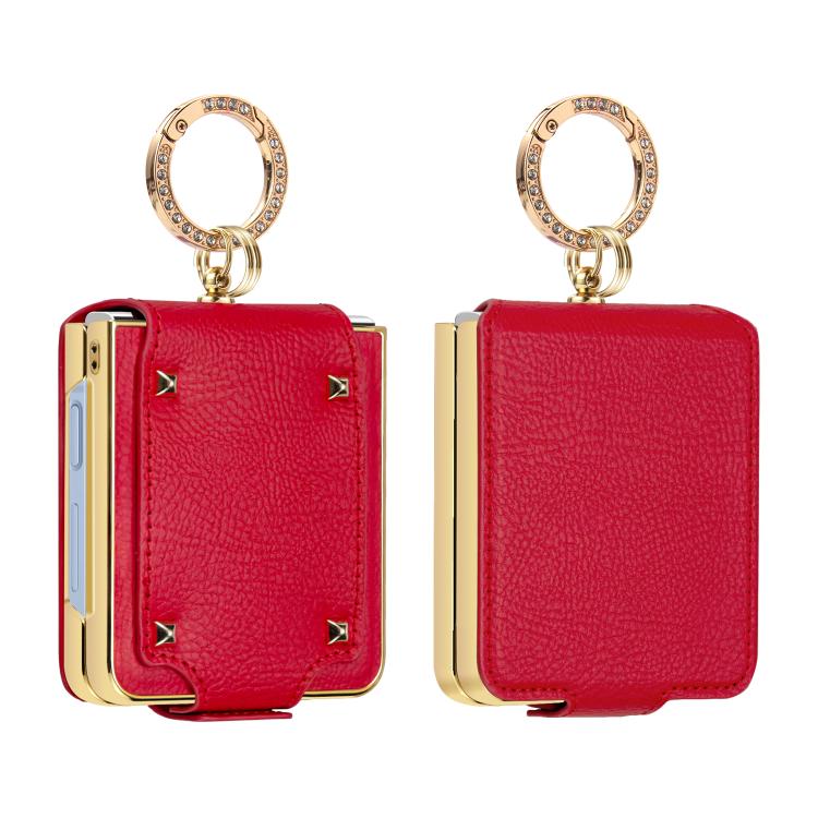 Custodia per telefono VIETAO in ecopelle colorata con anello, For Galaxy Z Flip8 5G, For Samsung Galaxy Z Flip7