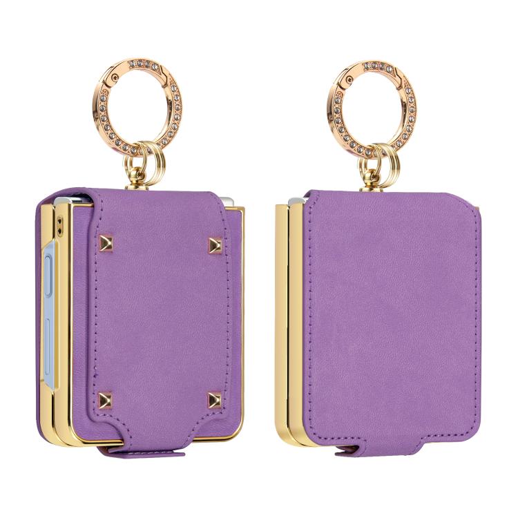 Custodia per telefono VIETAO in ecopelle colorata con anello, For Galaxy Z Flip8 5G, For Samsung Galaxy Z Flip7