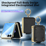 Custodia per telefono VIETAO in ecopelle colorata con anello, For Galaxy Z Flip8 5G, For Samsung Galaxy Z Flip7