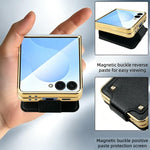 Custodia per telefono VIETAO in ecopelle colorata con anello, For Galaxy Z Flip8 5G, For Samsung Galaxy Z Flip7