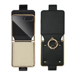 Custodia per telefono VIETAO in ecopelle colorata con anello, For Galaxy Z Flip8 5G, For Samsung Galaxy Z Flip7