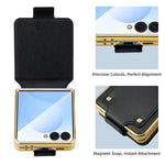 Custodia per telefono VIETAO in ecopelle colorata con anello, For Galaxy Z Flip8 5G, For Samsung Galaxy Z Flip7