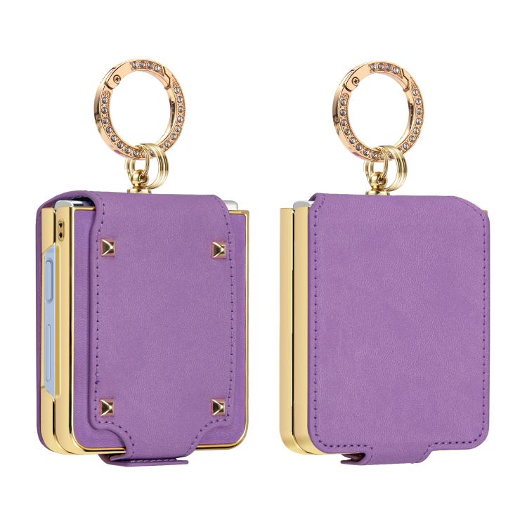 Custodia per telefono VIETAO in ecopelle colorata con anello, For Galaxy Z Flip8 5G, For Samsung Galaxy Z Flip7