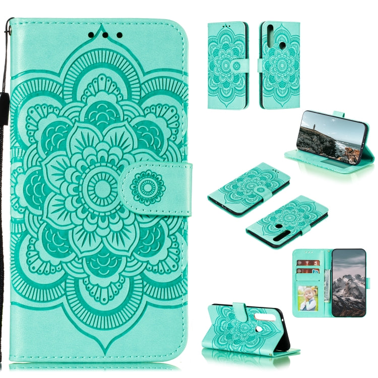 Custodia in pelle sintetica a ribalta orizzontale con motivo mandala in rilievo con supporto e slot per carte e walle e cordino, For Motorola Moto G Power