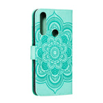 Custodia in pelle sintetica a ribalta orizzontale con motivo mandala in rilievo con supporto e slot per carte e walle e cordino, For Motorola Moto G Power