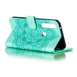 Custodia in pelle sintetica a ribalta orizzontale con motivo mandala in rilievo con supporto e slot per carte e walle e cordino, For Motorola Moto G Power