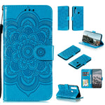 Custodia in pelle sintetica a ribalta orizzontale con motivo mandala in rilievo con supporto e slot per carte e walle e cordino, For Motorola Moto G Power