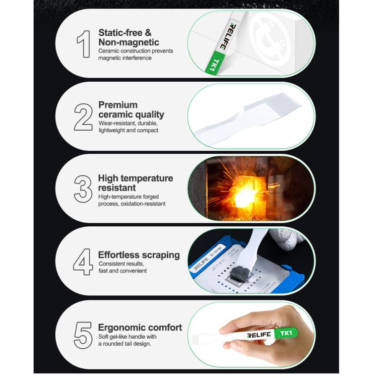 Raschietto in ceramica antistatico e non magnetico Relife TK1, Relife TK1