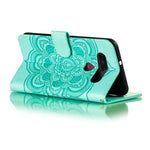 Custodia in pelle sintetica a ribalta orizzontale con motivo mandala in rilievo con supporto e slot per carte e walle e cordino, For LG K41S / K51S, For LG K61