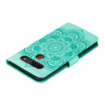 Custodia in pelle sintetica a ribalta orizzontale con motivo mandala in rilievo con supporto e slot per carte e walle e cordino, For LG K41S / K51S, For LG K61