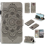 Custodia in pelle sintetica a ribalta orizzontale con motivo mandala in rilievo con supporto e slot per carte e walle e cordino, For LG K41S / K51S, For LG K61