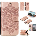 Custodia in pelle sintetica a ribalta orizzontale con motivo mandala in rilievo con supporto e slot per carte e walle e cordino, For LG K41S / K51S, For LG K61