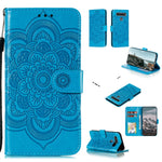 Custodia in pelle sintetica a ribalta orizzontale con motivo mandala in rilievo con supporto e slot per carte e walle e cordino, For LG K41S / K51S, For LG K61