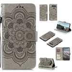 Custodia in pelle sintetica a ribalta orizzontale con motivo mandala in rilievo con supporto e slot per carte e walle e cordino, For LG K41S / K51S, For LG K61