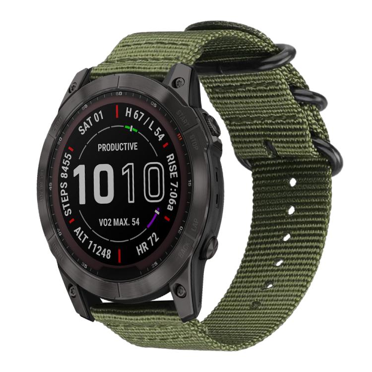 Cinturino per orologio in nylon e tela con fibbia ad anello xDfind, For Garmin Fenix 8/7X/6X/5X 26mm, For Garmin Fenix 8/7/6/5 22mm, For Garmin Forerunner 235/220/620/630, For Garmin Forerunner 35 / 30 / 35J