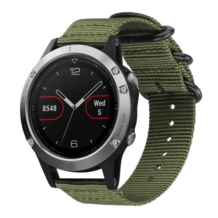 Cinturino per orologio in nylon e tela con fibbia ad anello xDfind, For Garmin Fenix 8/7X/6X/5X 26mm, For Garmin Fenix 8/7/6/5 22mm, For Garmin Forerunner 235/220/620/630, For Garmin Forerunner 35 / 30 / 35J