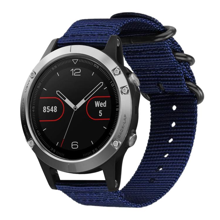 Cinturino per orologio in nylon e tela con fibbia ad anello xDfind, For Garmin Fenix 8/7X/6X/5X 26mm, For Garmin Fenix 8/7/6/5 22mm, For Garmin Forerunner 235/220/620/630, For Garmin Forerunner 35 / 30 / 35J
