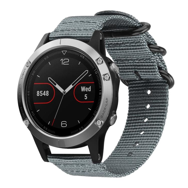 Cinturino per orologio in nylon e tela con fibbia ad anello xDfind, For Garmin Fenix 8/7X/6X/5X 26mm, For Garmin Fenix 8/7/6/5 22mm, For Garmin Forerunner 235/220/620/630, For Garmin Forerunner 35 / 30 / 35J