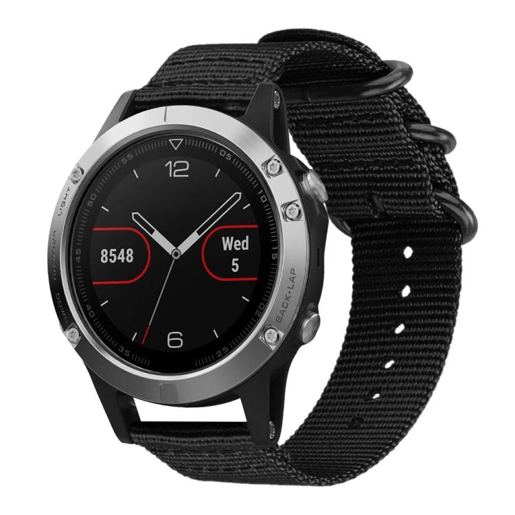 Cinturino per orologio in nylon e tela con fibbia ad anello xDfind, For Garmin Fenix 8/7X/6X/5X 26mm, For Garmin Fenix 8/7/6/5 22mm, For Garmin Forerunner 235/220/620/630, For Garmin Forerunner 35 / 30 / 35J